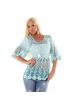 Exkluzívne dámske letné tričko tunika so sieťovinou a krajkou - mentolová