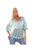 Exkluzívne dámske letné tričko tunika so sieťovinou a krajkou - mentolová