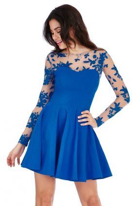 Spoločenské Dámske Sexy Mini šaty - Modrá