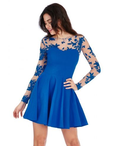Spoločenské Dámske Sexy Mini šaty - Modrá