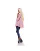 Dámska oversized tunika/blúzka s kvetinovou krajkou s otvoreným ramenom - ružová