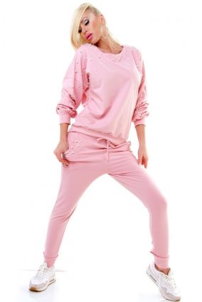 Exkluzívny dámsky dvojdielny domáci joggingový komplet/súprava - ružová