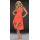 Dámske letné asymetrické šifónové mini šaty s romantickou krajkou - korálová