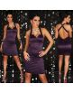 Dámske saténové mini šaty - fialová
