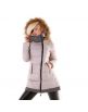 Dámska zimná bunda s kapucňou a kožušinou - bežová copy